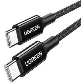 USB კაბელი UGREEN US557 (15275), 100W, USB type C to USB-C 2.0 Braided Fast Charging Cable, 1m, Black