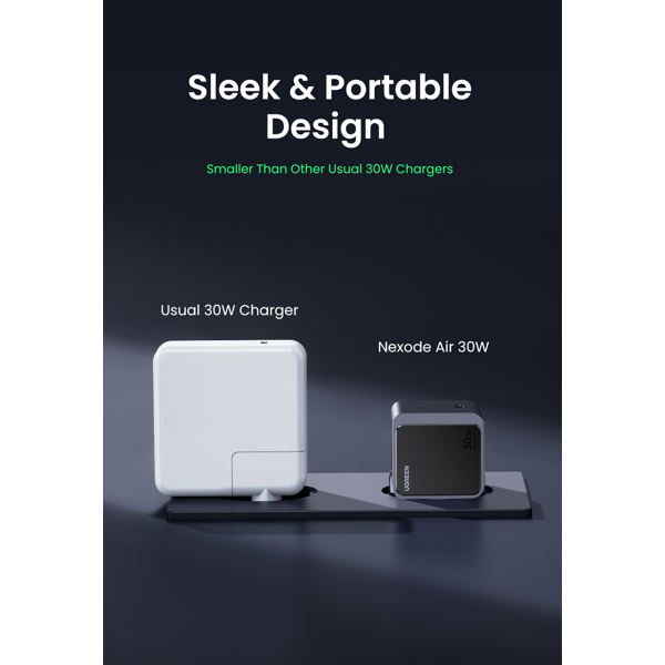 GaNInfinity Fast Charger UGREEN X503 (35041) Nexode Air, 30W, Type-C, Grey