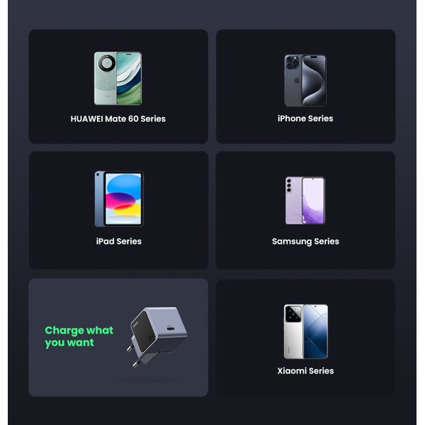 GaNInfinity Fast Charger UGREEN X503 (35041) Nexode Air, 30W, Type-C, Grey