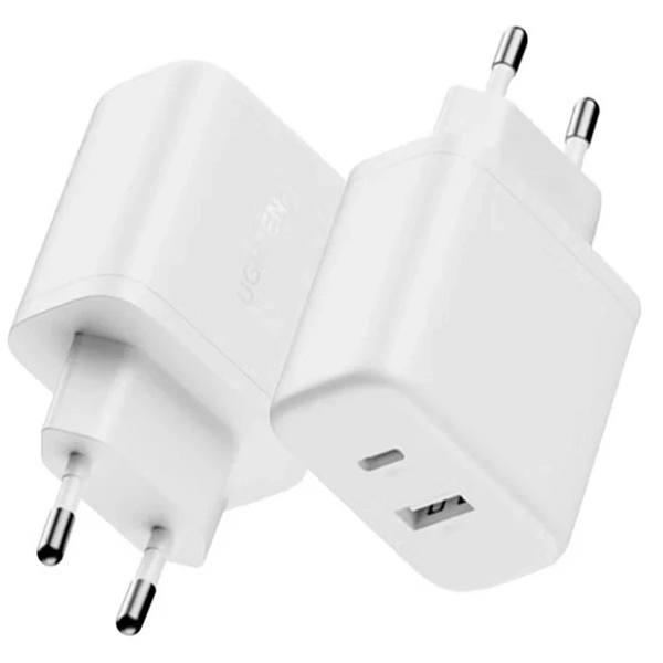 მობილურის დამტენი UGREEN X227 (45310), 20W, Type-C, USB, 2-Port Fast Charger, White