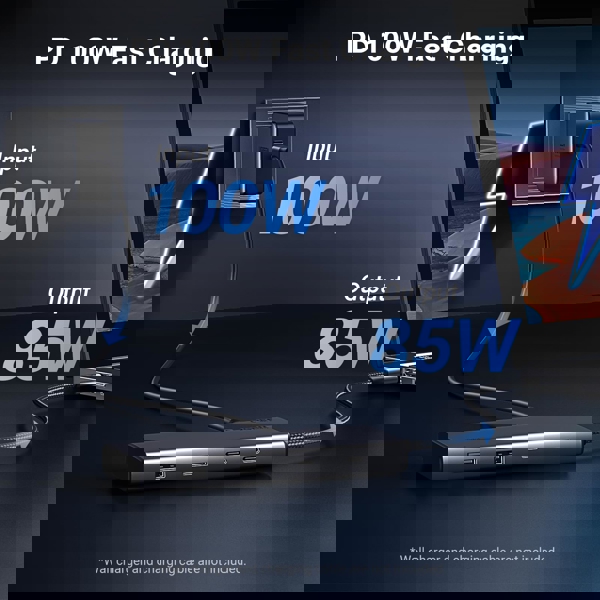 USB-C ჰაბი UGREEN CM639 (35625) Revodok 308, HDMI, DP, Type-C, USB-A, PD, Hub, Grey