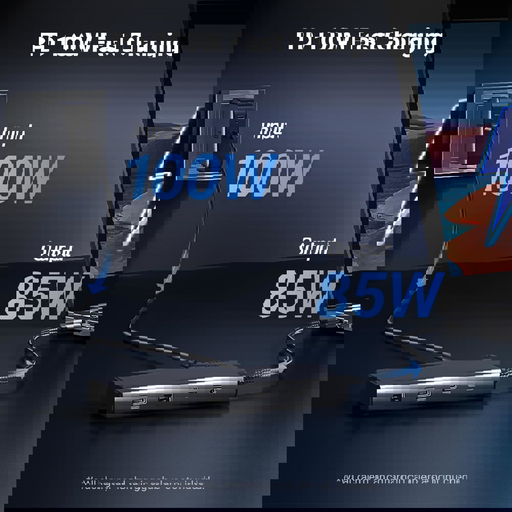 8 in 1 USB C Docking Station UGREEN CM639 (35625) Revodok 308, HDMI, DP, Type-C, USB-A, PD, Grey