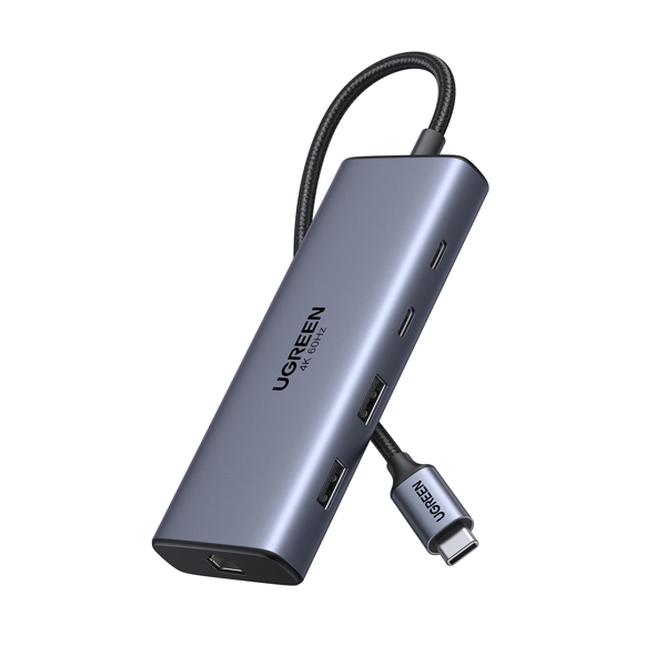 10-in-1 USB-C Hub UGREEN CM639 (45380), HDMI, Type-C, USB-A, RJ45, SD/TF, Grey