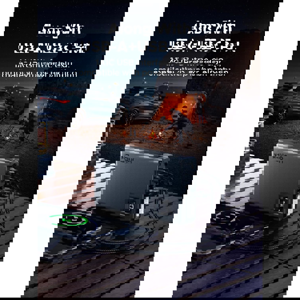 მანქანის დამქოქი+პორტატული დამტენი UGREEN ES702 (35977), 12000mAh, USB-A, Type-C, Car Jump Starter Power Bank with Digital Screen and LED Light, Grey