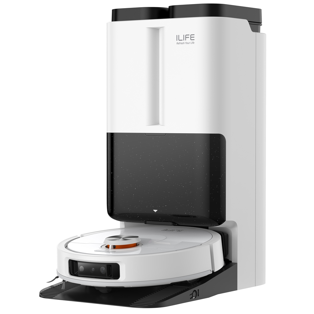 რობოტი მტვერსასრუტი მშრალი და სველი წმენდით Ilife T60S, 17000Pa, LiDAR + Ai, Robot Vacuum Cleaner, White