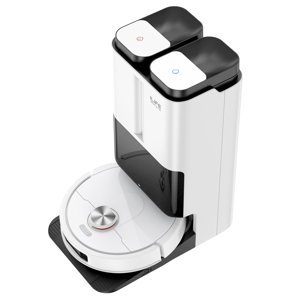 რობოტი მტვერსასრუტი მშრალი და სველი წმენდით Ilife T60S, 17000Pa, LiDAR + Ai, Robot Vacuum Cleaner, White