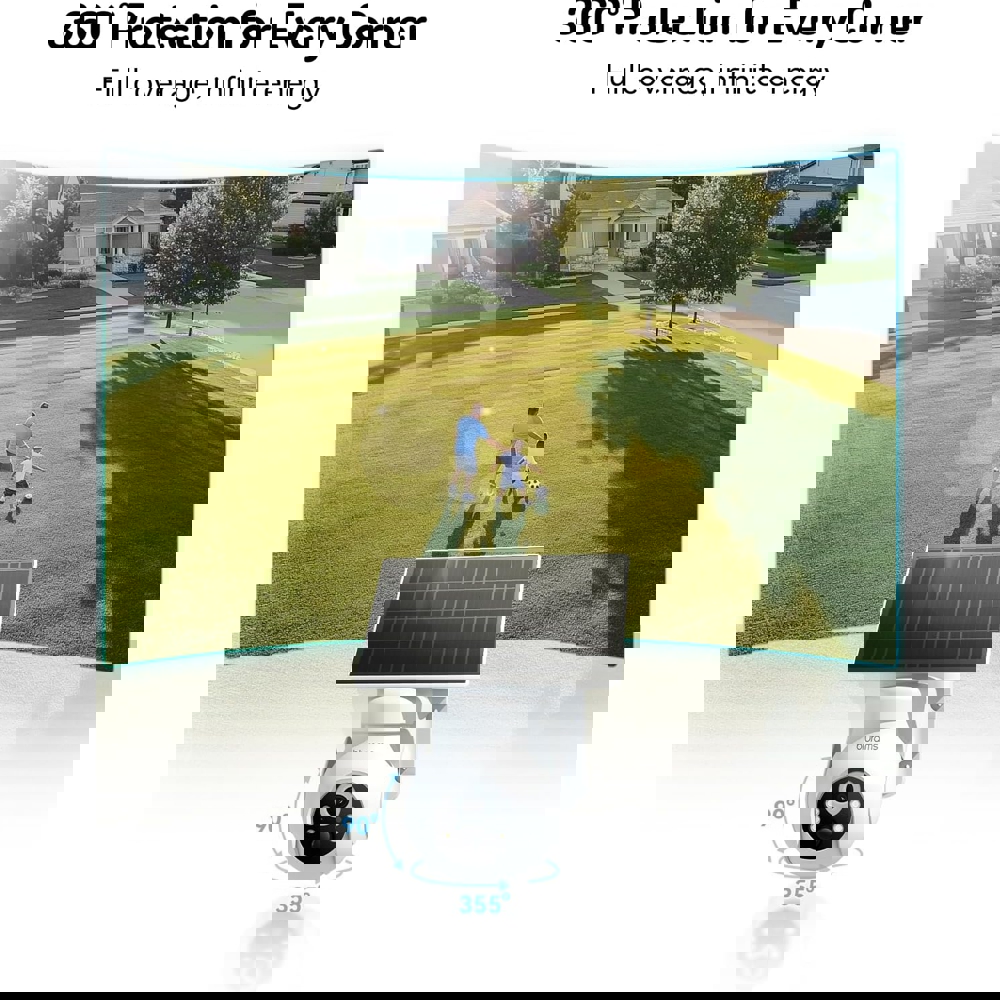 Solar Wireless 2K PTZ Security Camera Blurams E20C, 3Mp, White