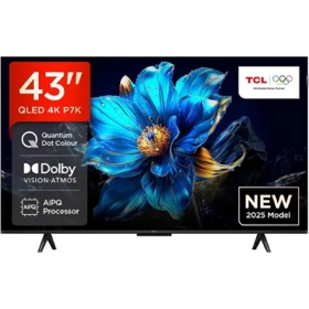 ტელევიზორი TCL 43P7K, QLED, 43", 4K UHD, USB, HDMI, BT, WIFI, Black