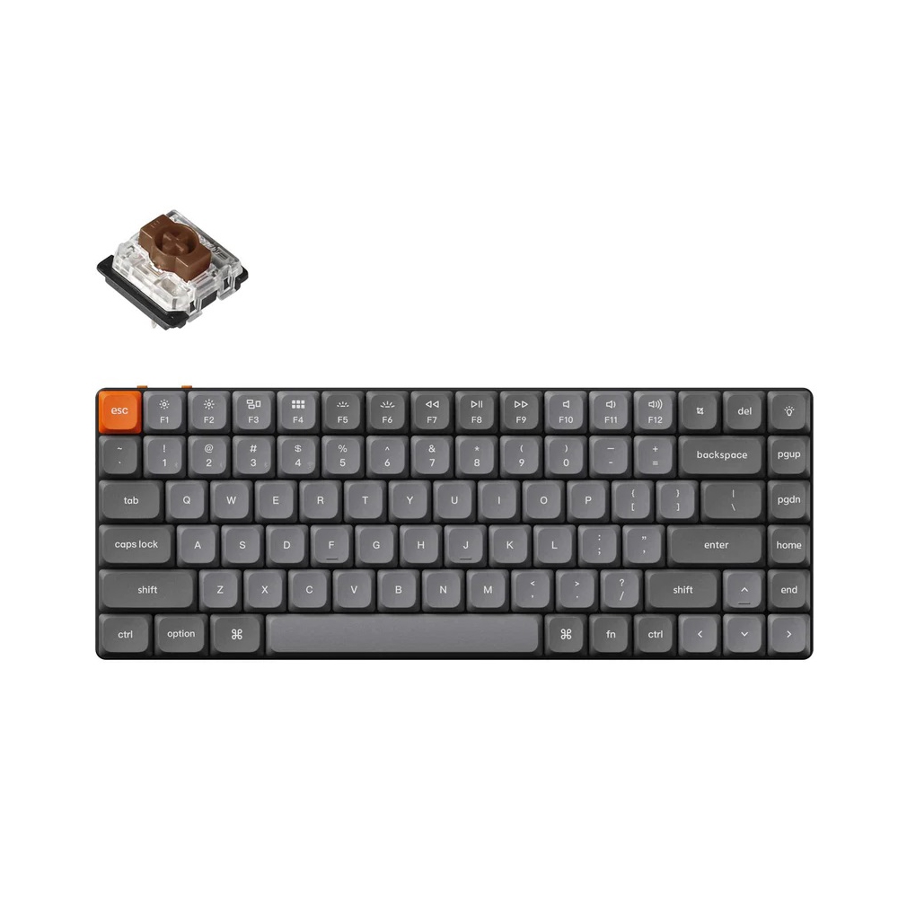 კლავიატურა Keychron K3M-H3 K3 MAX, K pro Brown, Wireless, RGB, 2.4 GHz, Bluetooth, Type-C, Mechanical Gaming Keyboard, Black