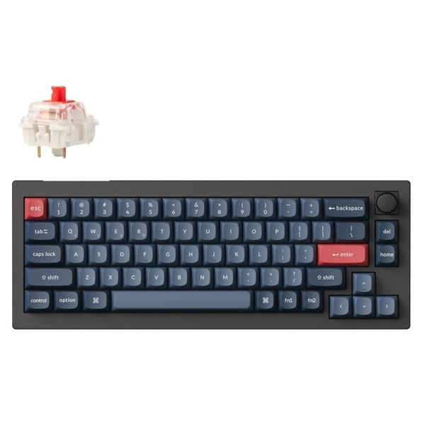 Mechanical Gaming Keyboard Keychron V2M-D1 V2, Gateron Jupiter Red, Wireless, RGB, 2.4 GHz, Bluetooth, Type-C, Black