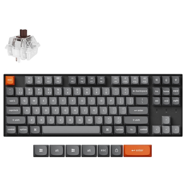 Mechanical Gaming Keyboard Keychron K8M-A3 K8 Pro, K pro Brown, Wireless, 2.4 GHz, Bluetooth, Type-C, Black