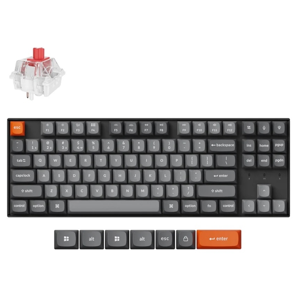 Mechanical Gaming Keyboard Keychron K8M-A1 K8 Pro, K pro Red, Wireless, 2.4 GHz, Bluetooth, Type-C, Black