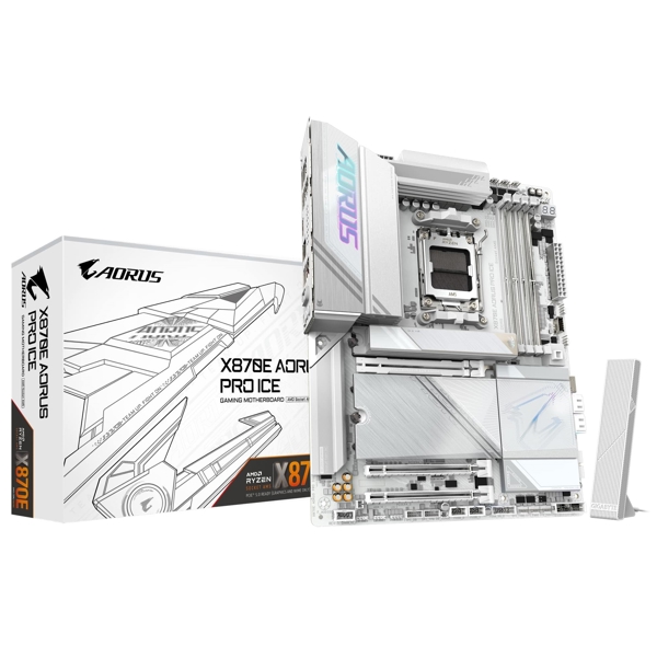 დედა დაფა Gigabyte X870E_AORUS_PRO_ICE, AM5, DDR5, 256GB