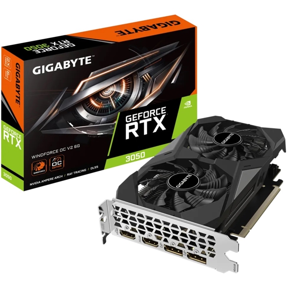 Graphic Card Gigabyte GV-N3050WF2OCV2-6GD WINDFORCE OC, GeForce RTX3050, 6GB, 96-bit, DP, HDMI, Black