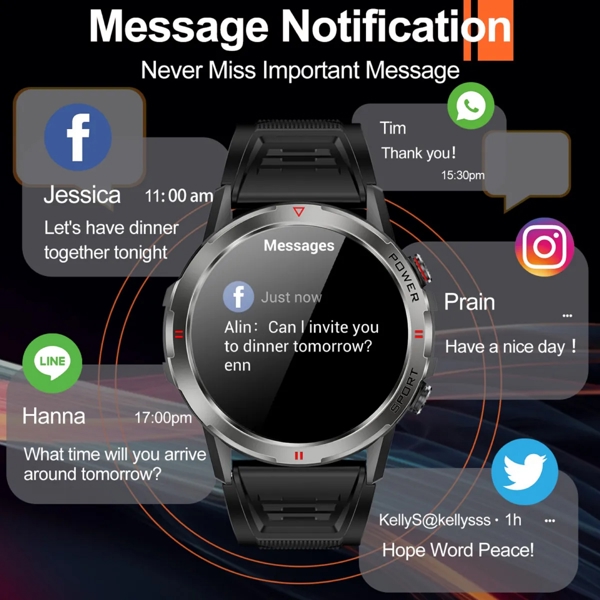სმარტ საათი Weofly Explorer, 1.43", IP68, Bluetooth, Smart Watch, Black