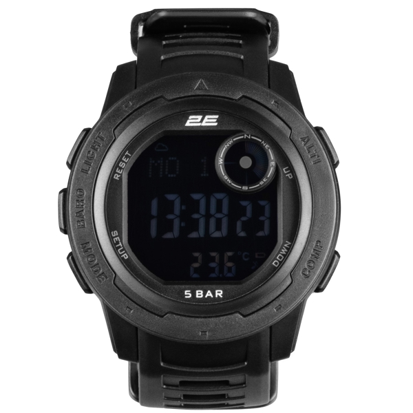 საათი 2E 2E-TCW10BK Delta X Black, 5 ATM, Tactical Watch With Compass And Pedometer, Black