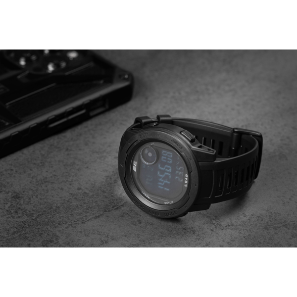 საათი 2E 2E-TCW10BK Delta X Black, 5 ATM, Tactical Watch With Compass And Pedometer, Black