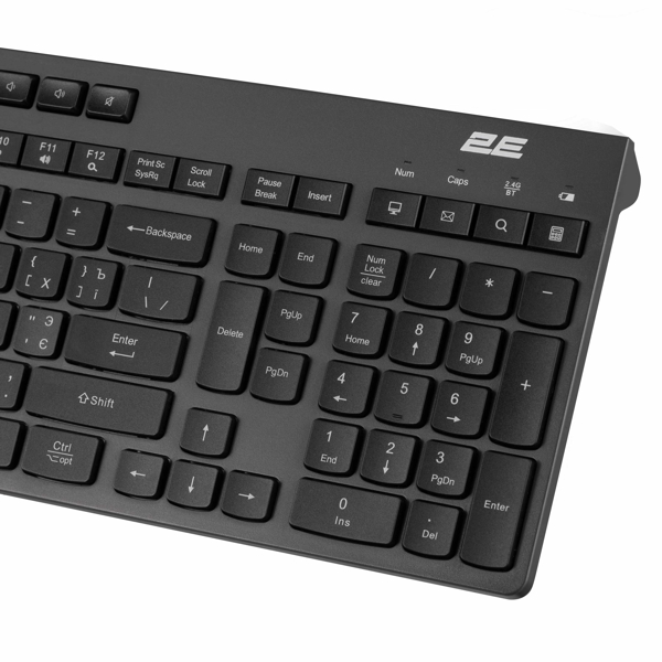 keyboard 2E 2E-KS280WBGR_AK KS270, Wireless, Bluetooth, USB, Black/Grey
