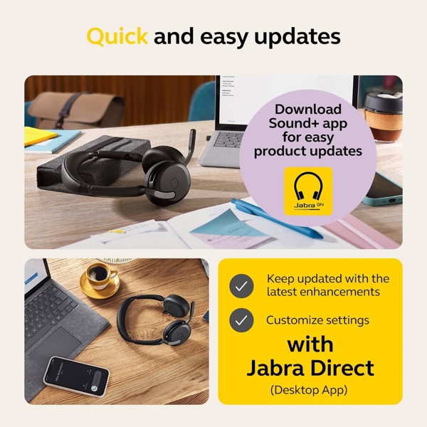 ყურსასმენი Jabra 26699-999-999 Evolve2 65 Flex, Headset, Wireless, Bluetooth, USB-C, USB, Black