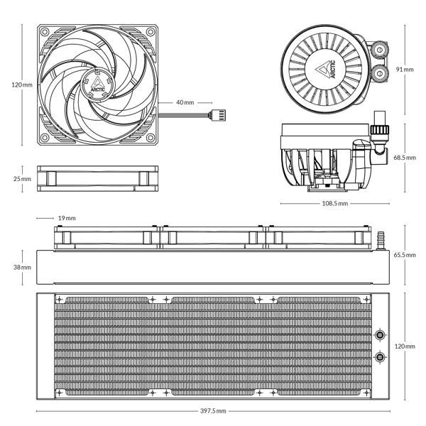თხევადი გაგრილება Arctic ACFRE00136A Freezer III 360, 120mm, 1800RPM, Liquid Cooling, Black