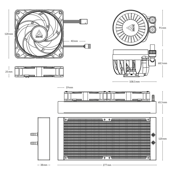Liquid Cooling Arctic ACFRE00142A Freezer III 240 A-RGB, 120mm, 2000RPM, Black