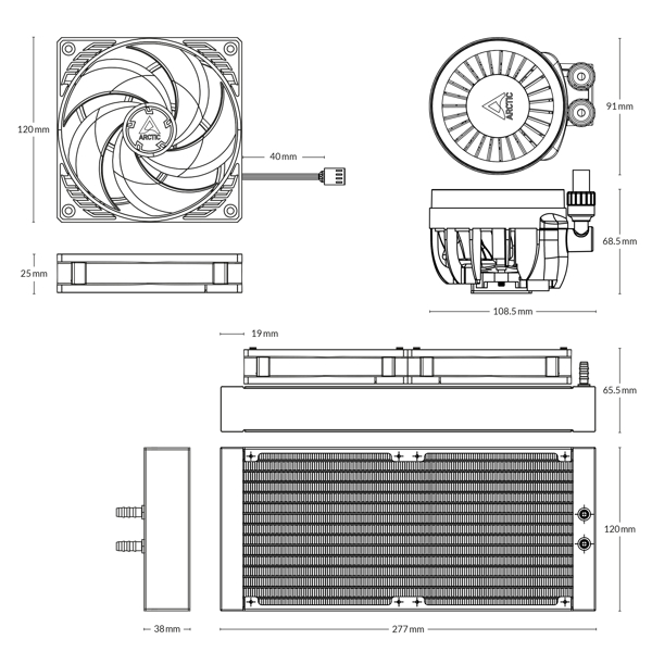 თხევადი გაგრილება Arctic ACFRE00134A Freezer III 240, 120mm, 1800RPM, Liquid Cooling, Black