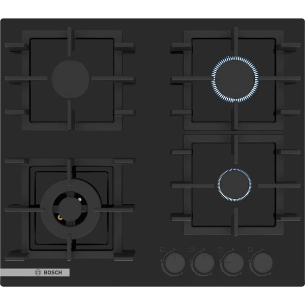 ჩასაშენებელი ქურის ზედაპირი Bosch PNK6B6P40R, Built-in Gas Cooktop, Black