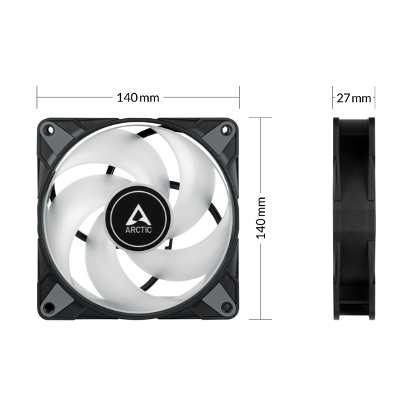 Case Fan Arctic ACFAN00239A P14 PWM PST A-RGB, 140mm, 1900RPM, Black