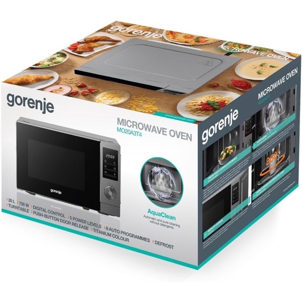 მიკროტალღური ღუმელი Gorenje MO20A3T4, 700W, 20L, Microwave Oven, Grey