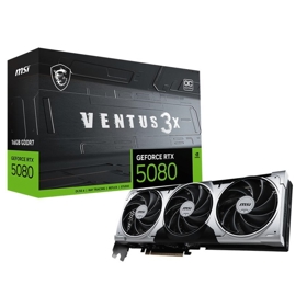 ვიდეო დაფა MSI 912-V531-297 VENTUS 3X OC PLUS, GeForce RTX5080, 16GB, 256-bit, DP, HDMI, Black/Silver