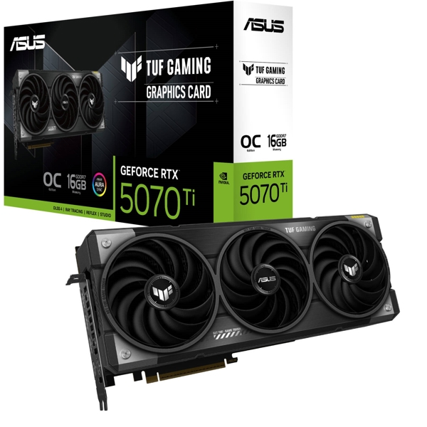 ვიდეო დაფა ASUS TUF 90YV0MD0-M0NA00 TUF-RTX5070TI-O16G-GAMING OC, GeForce RTX5070TI, 16GB, 256-bit, DP, HDMI, Black