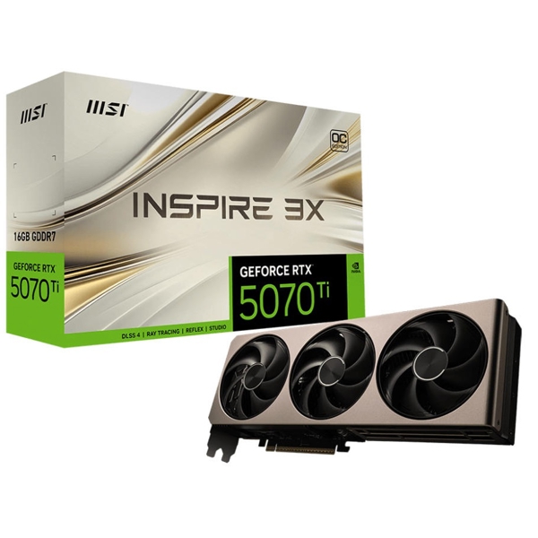 ვიდეო დაფა MSI 912-V531-281 INSPIRE 3X OC, GeForce RTX5070 Ti, 16GB, 256-bit, DP, HDMI, Golden
