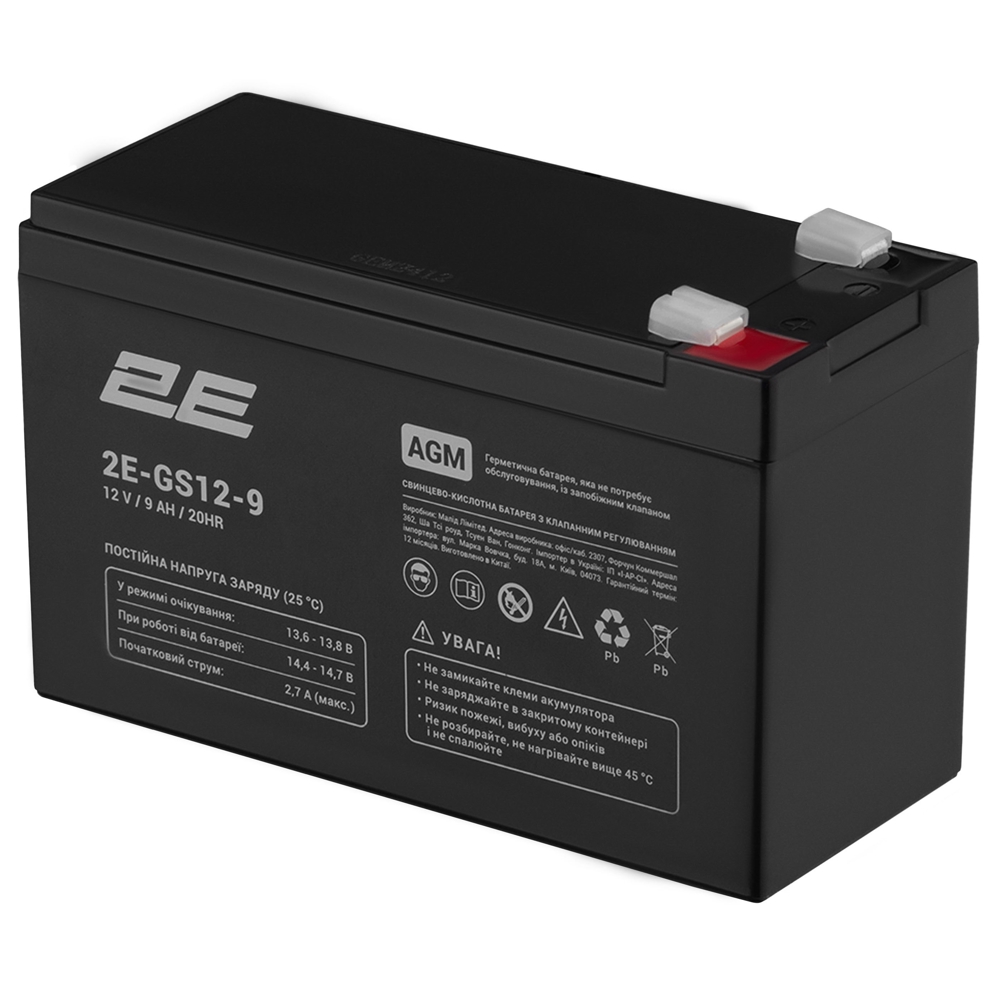 Uninterruptible Power Supply Element 2E 2E-GS12-9, 12V, 9Ah, AGM VRLA, Black