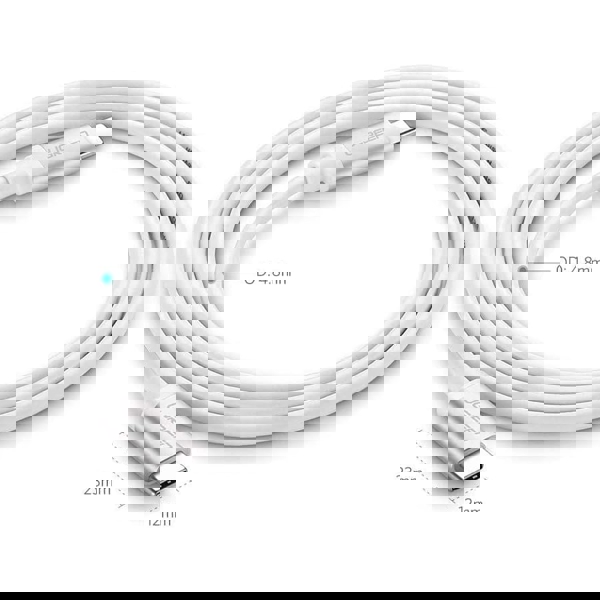 USB კაბელი UGREEN US264 (60520), 60W, Type C 2.0 Male To Male Cable, 2m, White