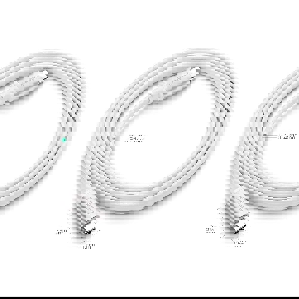 USB კაბელი UGREEN US264 (60520), 60W, Type C 2.0 Male To Male Cable, 2m, White