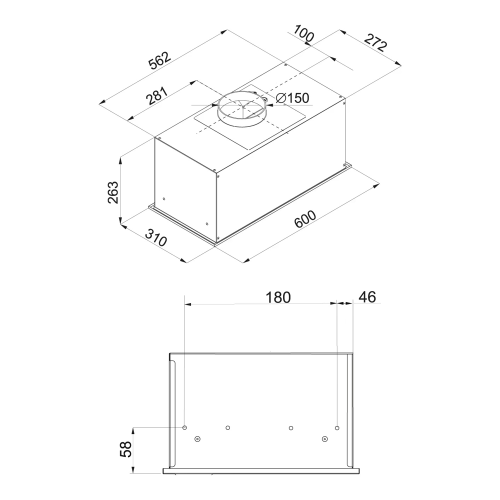 Built-in Hood Hansa OMC6561BGH, 425m³/h, Black