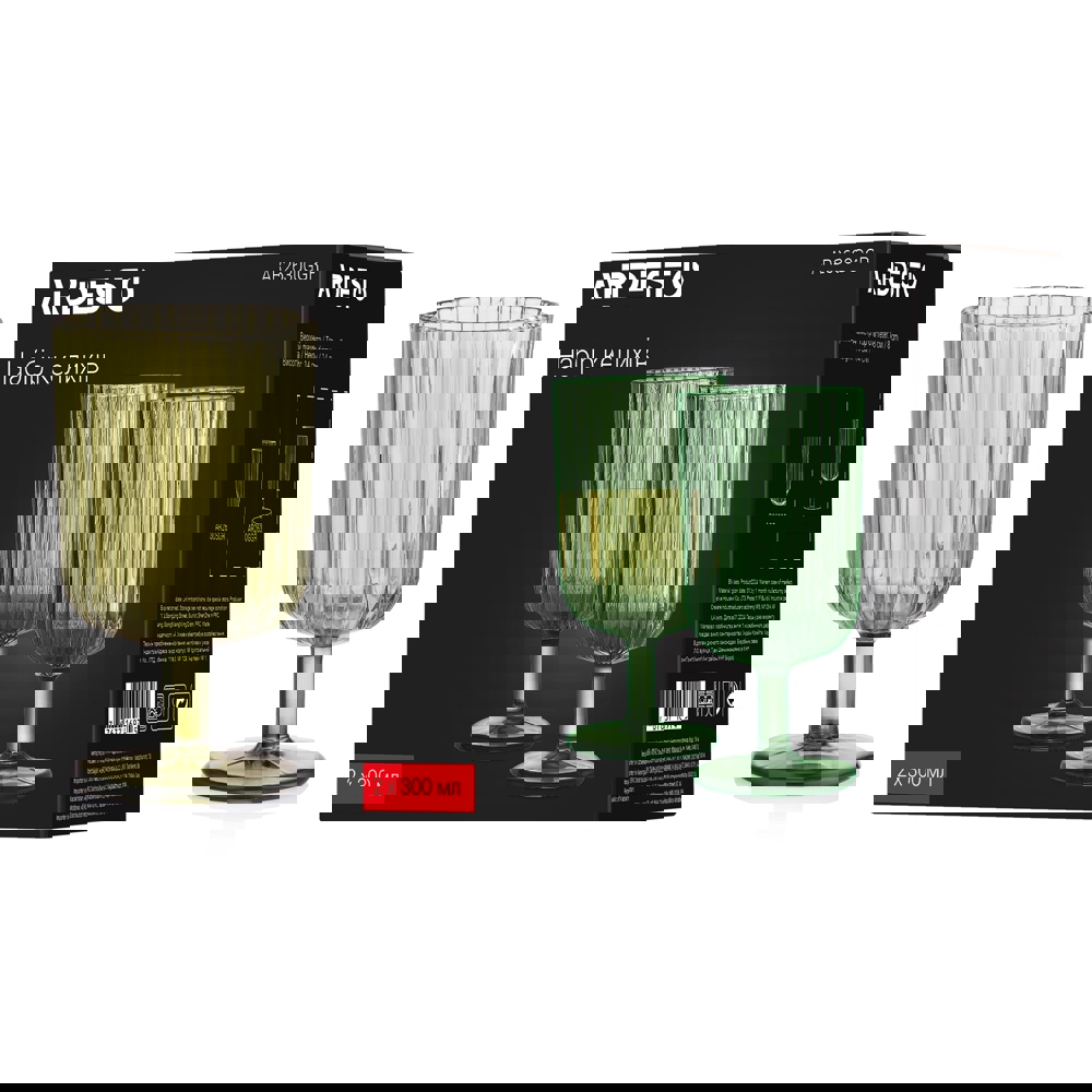 ჭიქების ნაკრები Ardesto AR2630GGR, 0.3l, 2pcs, Glasses Set, Green