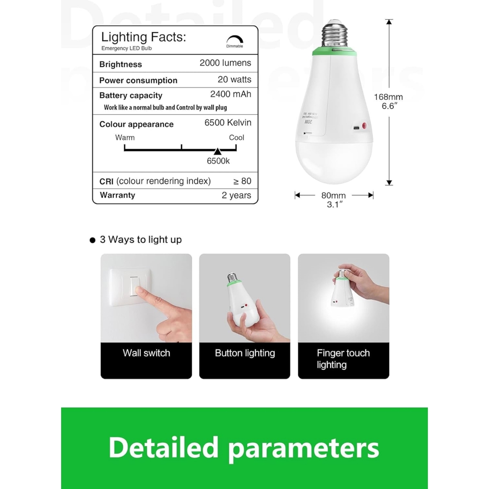 LED ნათურა OEM CS125181 BL-801 CTRIM, 20W, USB, LED Bulb, White