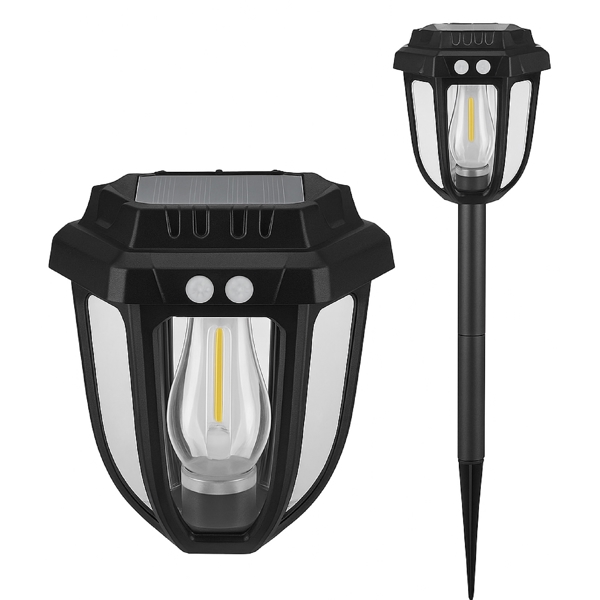მზის ენერგიაზე მომუშავე ეზოს სანათი OEM CS577895, 5.5V, USB, Solar Light, Black