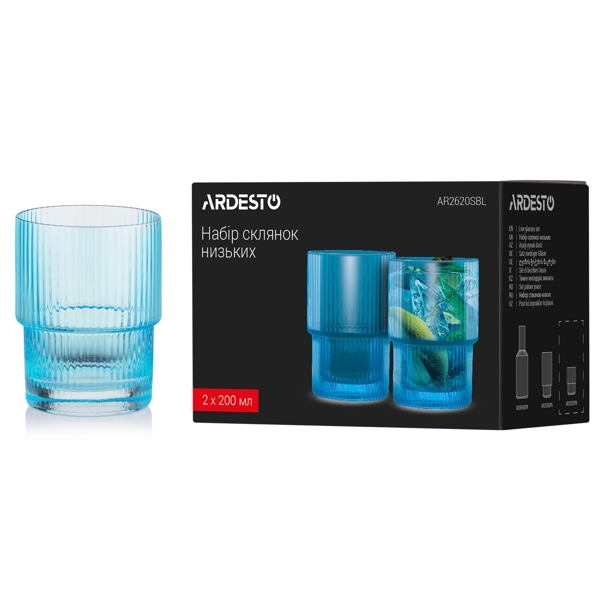 Low Glasses Set Ardesto AR2620SBL, 200ml, 2pcs, Blue