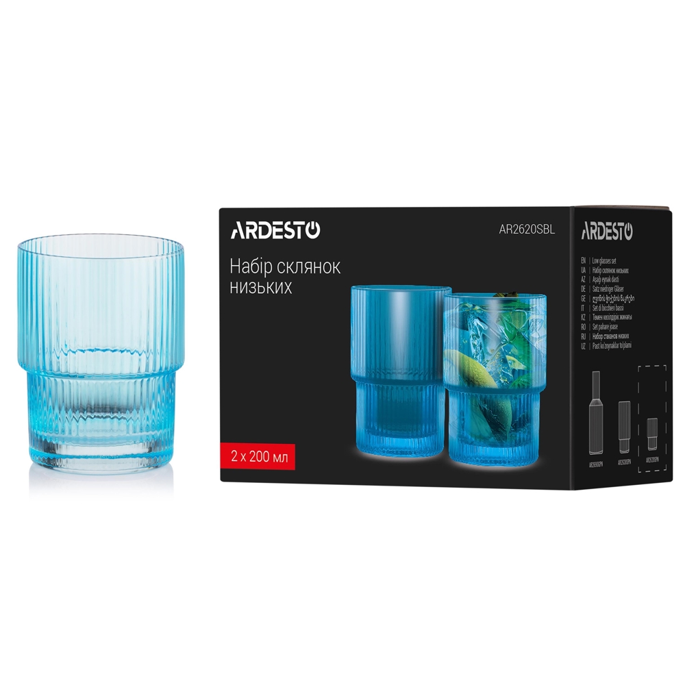 Low Glasses Set Ardesto AR2620SBL, 0.2l, 2pcs, Blue