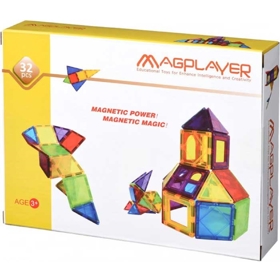 მაგნიტური კონსტრუქცია MagPlayer MPL-32, 32Pcs, Designer Magnetic Set Box
