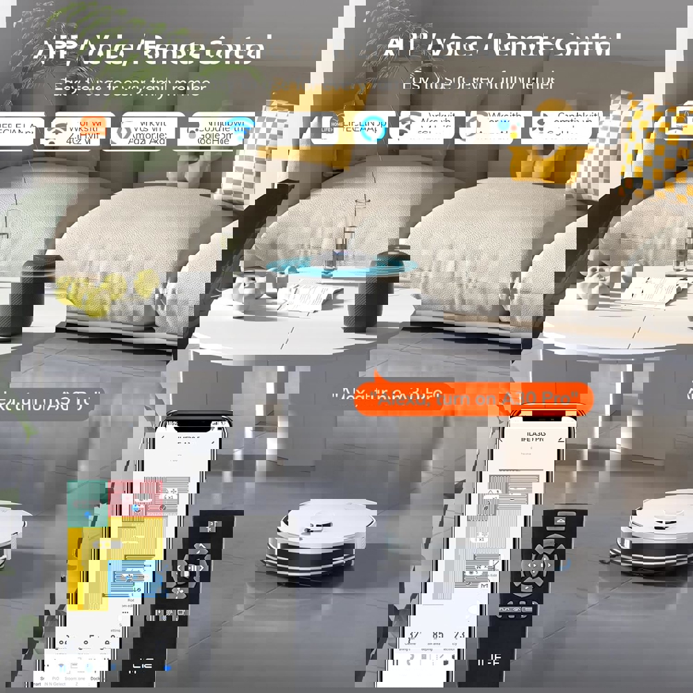 რობოტი მტვერსასრუტი მშრალი და სველი წმენდით Ilife A30 Pro, 5000Pa, LiDAR, Robot Vacuum Cleaner, White