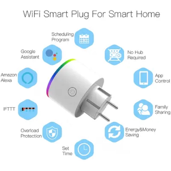 ჭკვიანი როზეტი Moes WP-EUY16LM-WH-EN, Smart Plug, 3680W, White