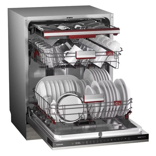 ჩასაშენებელი ჭურჭლის სარეცხი მანქანა Toshiba DW-14B4(B)-CIS, A, 44Dba, Built-in Dishwasher, Silver