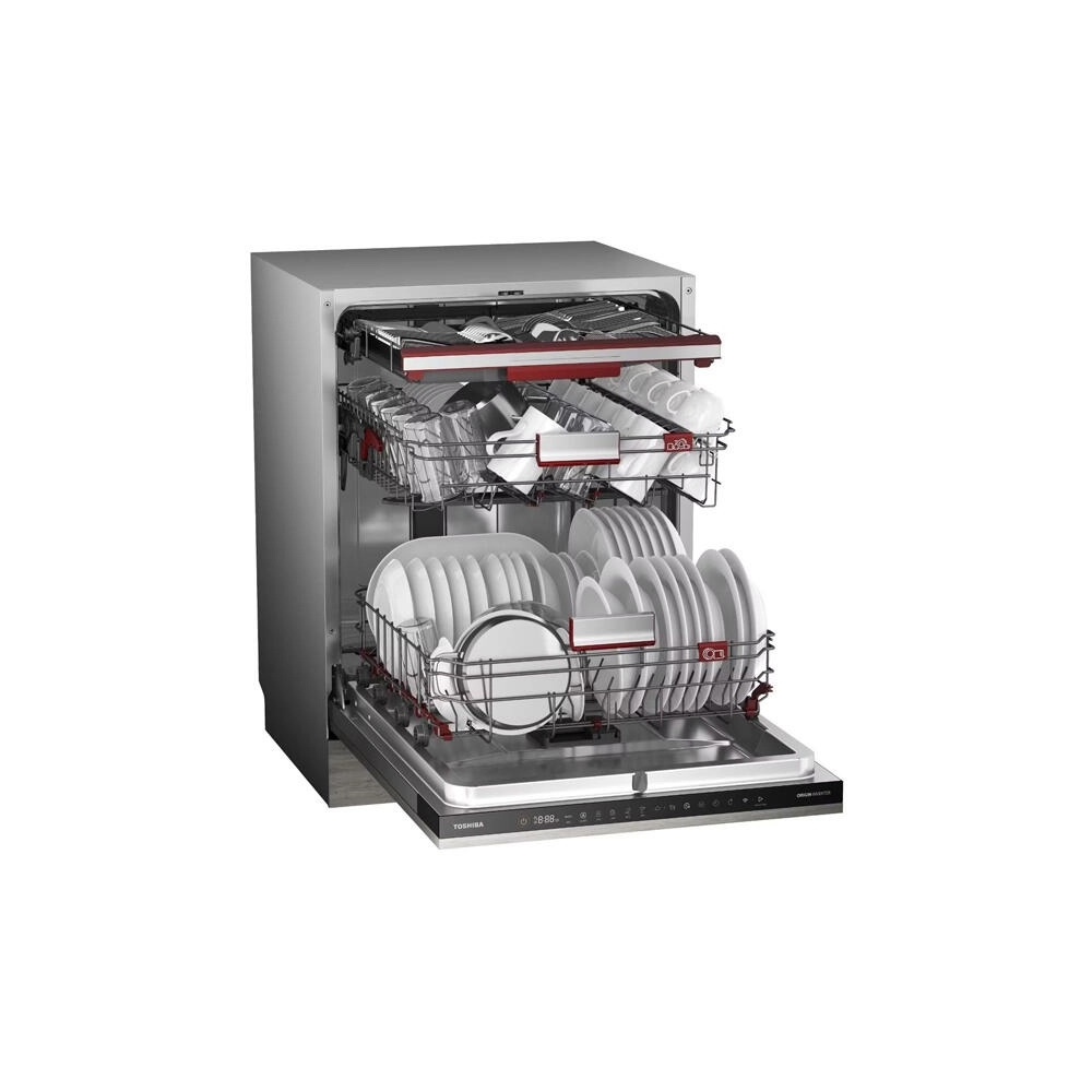 ჩასაშენებელი ჭურჭლის სარეცხი მანქანა Toshiba DW-14B4(B)-CIS, A, 44Dba, Built-in Dishwasher, Silver