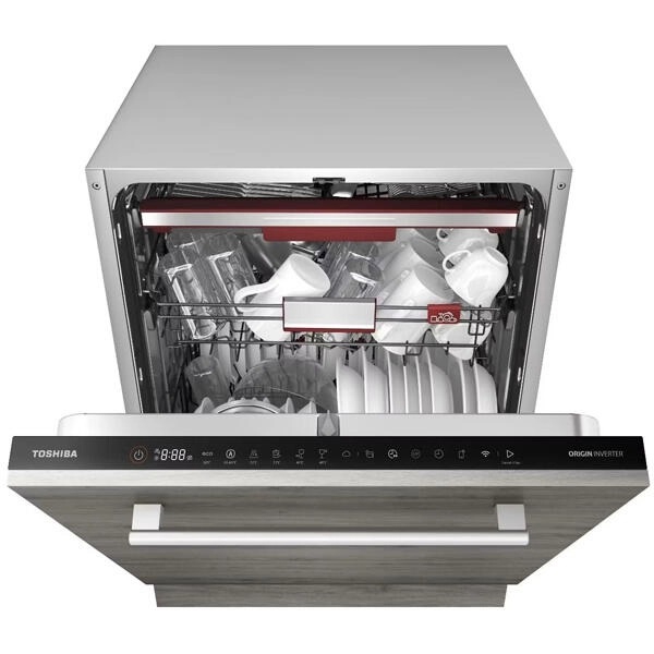 ჩასაშენებელი ჭურჭლის სარეცხი მანქანა Toshiba DW-14B4(B)-CIS, A, 44Dba, Built-in Dishwasher, Silver