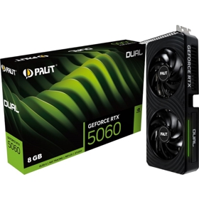 Graphic Card Palit NE75060019P1-GB2063D DUAL, RTX5060, 8GB, 128bit, HDMI, DP, Black