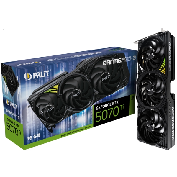 ვიდეო დაფა Palit NE7507T019T2-GB2031U GAMINGPRO-S, RTX5070 Ti, 16GB, 256bit, HDMI, DP, Black
