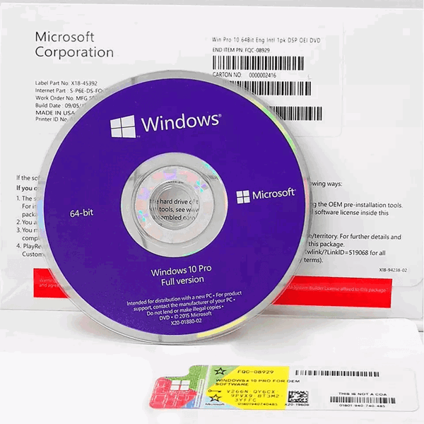 ოპერაციული სისტემა MICROSOFT WINDOWS 10 PRO FQC-08929